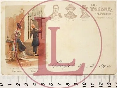 ILLUSTRATA LA BOHEME Atto I viaggiata 1900 ed. Ricordi #16425