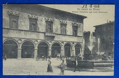 UN SALUTO DA PESARO Palazzo Prefettizio animata viaggiata 1919  f/p #21313