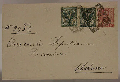 STORIA POSTALE REGNO 10 CENTESIMI E COPPIA DA 5 CENTESIMI 1918 #SP318