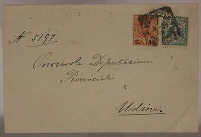 STORIA POSTALE REGNO 20 c. SOPRASTAMPATI 15 c. E 5 c. VENEZIA #SP319