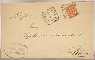 STORIA POSTALE REGNO 20 CENTESIMI 1903 TIMBRO SINDACO MANIAGO #SP328