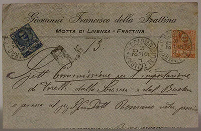 STORIA POSTALE REGNO 25 CENTESIMI E 20 CENTESIMI 1902 COLOMBANO AL LAMBRO #SP335
