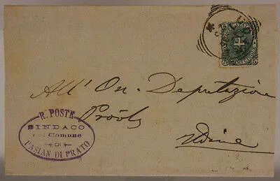 STORIA POSTALE REGNO 5 CENTESIMI 1926 TIMBRO SINDACO PASIAN DI PRATO #SP302