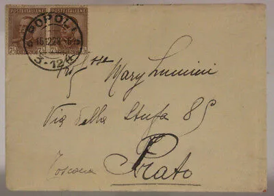 STORIA POSTALE REGNO COPPIA 7-1/2  c. GIUBILEO 1928 BIGLIETTO AUGURALE #SP343