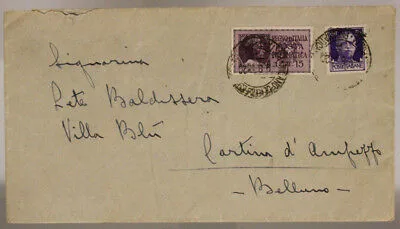 STORIA POSTALE REGNO POSTA PNEUMATICA da 15 centesimi + 50 centesimi Imperiale 1933 #SP780