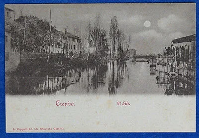 TREVISO il Sile in notturna no viaggiata anni 10 f/p #21374