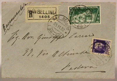 STORIA POSTALE 1,25 LIRE ESPRESSO 10° MARCIA ROMA  S. BELLINO 1932 #SP365