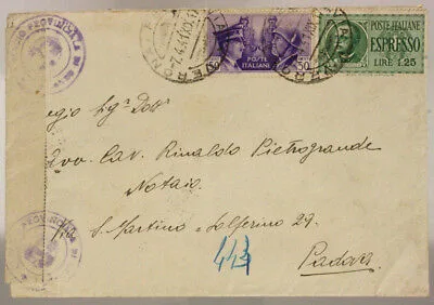 STORIA POSTALE 1,25 L  ESPRESSO + 50 c. FRATELLANZA ITALO – TEDESCA 1941 #SP377