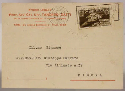 STORIA POSTALE 30 CENTESIMI 1° SALONE AERONAUTICO INTERNAZIONALE 1936 #SP364