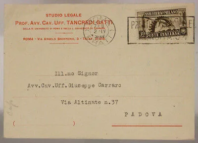 STORIA POSTALE REGNO 30 cent. 17^ FIERA MILANO TIMBRO PRESTITO NAZ. 1936 #SP371