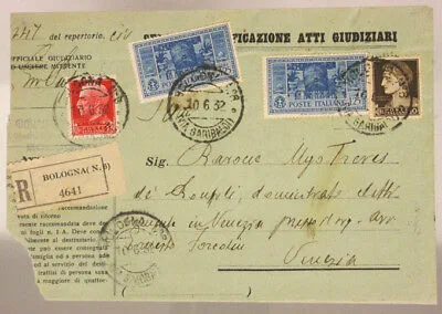 STORIA POSTALE REGNO COPPIA 1,25 LIRE TOMBA GARIBALDI + 75 E 10 cent. 1932 #SP352