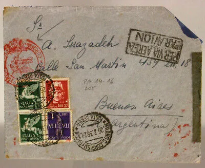 STORIA POSTALE REGNO COPPIA 5 LIRE P. AEREA ARGENTINA BUENOS AIRES 1938 #SP348