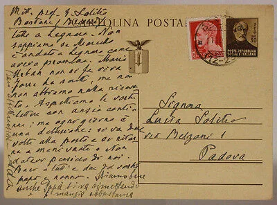 STORIA POSTALE RSI CARTOLINA 30 cent. MAZZINI + 20 cent. IMPERIALE 1944 #SP426