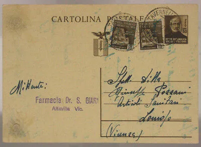 STORIA POSTALE RSI CARTOLINA 30 CENT  MAZZINI  + COPPIA DA 10 CENT 1945 #SP403