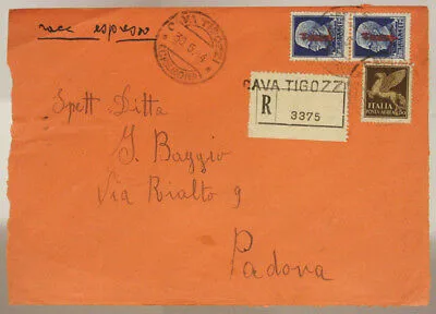 STORIA POSTALE RSI COPPIA 1,25 Lire ( FASCI VERONA ) + 50 cent. POSTA AEREA 1944 #SP560