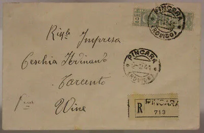 STORIA POSTALE RSI PACCO POSTALE 2 LIRE USATO COME ORDINARIO 1944 ROVIGO #SP448
