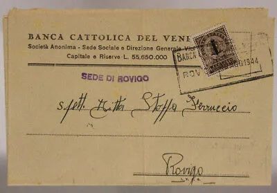 STORIA POSTALE RSI RECAPITO AUTORIZZATO 10 cent. CON FASCIO 1944 ROVIGO #SP398