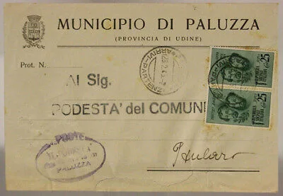 STORIA POSTALE RSI COPPIA 25 cent. FRATELLI BANDIERA 1945 #SP393