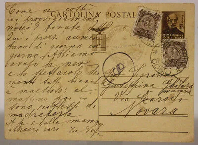 STORIA POSTALE RSI 10 CENT (X2) RECAPITO AUTORIZZATO USATO ORDINARIO 1944 #SP450