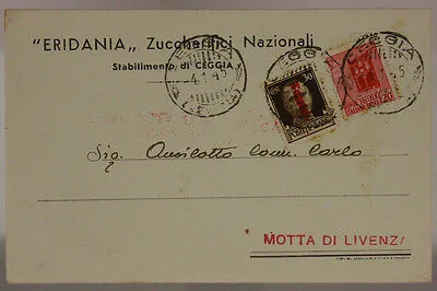 STORIA POSTALE RSI 30 CENT CON FASCIO ROSSO + 20 CENT monumenti 1945 #SP402