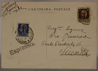 STORIA POSTALE RSI 30 cent. FASCIO VERONA  + 1,25 LIRE  FASCIO VERONA  VI #SP420
