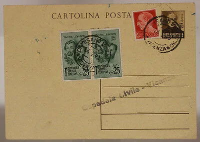 STORIA POSTALE RSI 30 c. + COPPIA 25 cent.  F. BANDIERA + 20 cent. REGNO 1945 #SP428