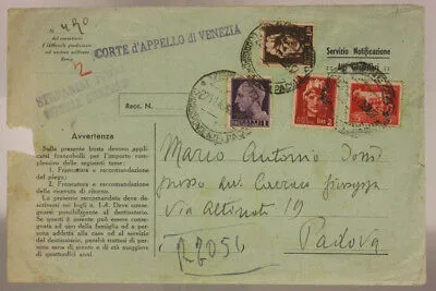 Storia Postale LUOGOTENENZA 1 + 1,20 + 2 + 5 Lire affrancatura serie Imperiale senza Fasci  1945 #SP784