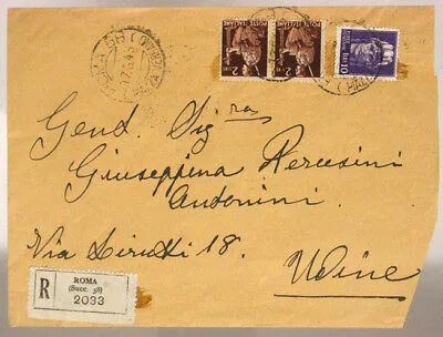 Storia Postale LUOGOTENENZA affrancatura 10 lire serie Imperiale + coppia da  2 lire 17/6/1946 #SP785