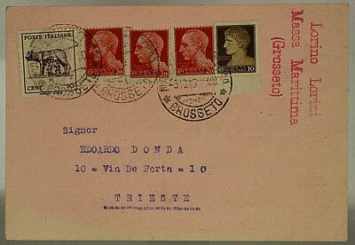STORIA POSTALE LUOGOTENENZA 50 Cent.  LUPA + 20 Cent.  ( X3 ) + 10 Cent. 1945 #SP452