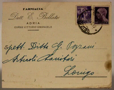 STORIA POSTALE LUOGOTENENZA 50 cent. RSI – MONUMENTI +1 Lira  ( NO FASCI ) 1945 #SP482