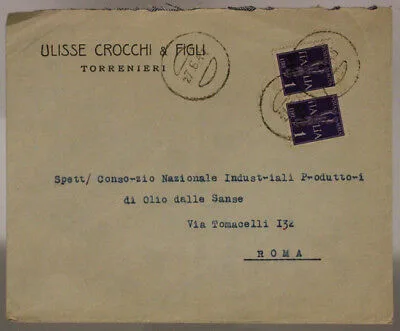 STORIA POSTALE LUOGOTENENZA P.M. COPPIA DA 1 Lira POSTA AEREA 1945 #SP114
