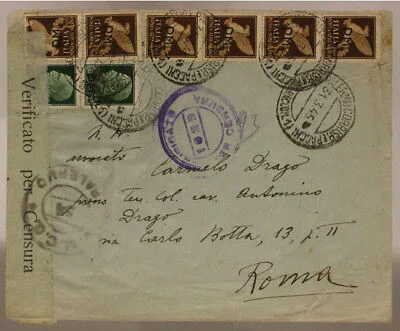 STORIA POSTALE LUOGOTENENZA P.M. STRISCIA (4+2) 50 cent. + COPPIA 25 cent. 1944 #SP570