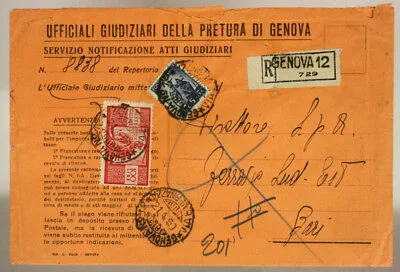 STORIA POSTALE REPUBBLICA 100 LIRE + 5 LIRE 1950 GENOVA #SP575