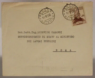 STORIA POSTALE REPUBBLICA 20 LIRE 200° MORTE LUDOVICO MURATORI 1950 #SP710