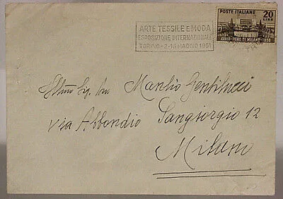 STORIA POSTALE REPUBBLICA 20 LIRE 28^ FIERA DI MILANO 1951 #SP709