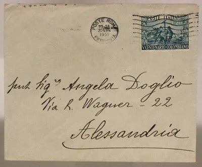 STORIA POSTALE REPUBBLICA 20 LIRE 5° CENTENARIO COLOMBIANO 1951 #SP704