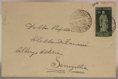 STORIA POSTALE REPUBBLICA 20 LIRE 9° CENTENARIO MORTE GUIDO D’ AREZZO 1950 #SP582