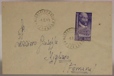 STORIA POSTALE REPUBBLICA 20 LIRE ANDREA PALLADIO 1949 FERRARA #SP546