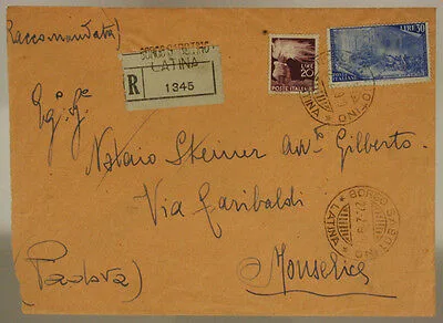 STORIA POSTALE REPUBBLICA 30 LIRE 100° DEL RISORGIMENTO  + 20 LIRE 1949 #SP580