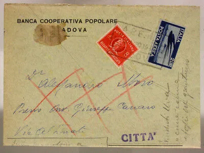 STORIA POSTALE REPUBBLICA 8 Lire RECAPITO AUTORIZZATO + 2 Lire POSTA AEREA 1948 #SP701