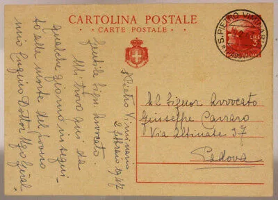 STORIA POSTALE REPUBBLICA CARTOLINA DA 3 LIRE PADOVA 1947 #SP513