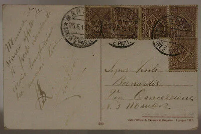 STORIA POSTALE REGNO 1 CENT ( X4 ) + 1 CENT 1918 CARTOLINA ILL. SALANTI A. #SP623