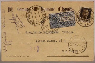 STORIA POSTALE REGNO 1,25 LIRE ESPRESSO 1932 ROMANS D’ ISONZO #SP649