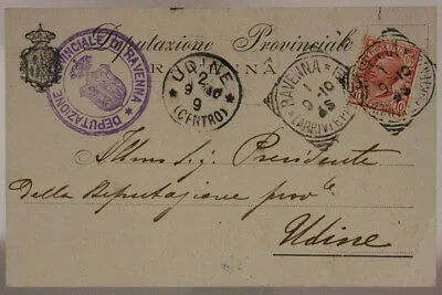 STORIA POSTALE REGNO 10 CENT. 1910 TIMBRO DEPUTAZIONE PROVINCIALE RAVENNA #SP653