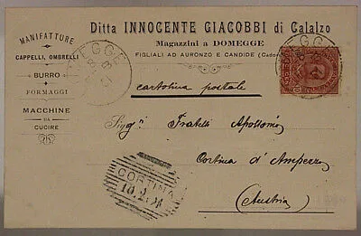 STORIA POSTALE REGNO 10 CENTESIMI UMBERTO I 1901 CORTINA D’ AMPEZZO #SP602