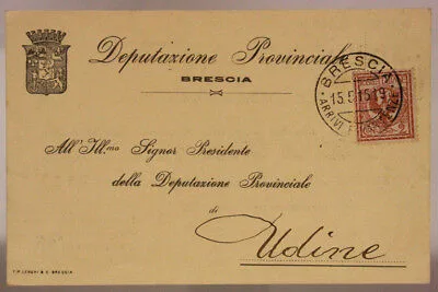 STORIA POSTALE REGNO 2 CENTESIMI 1915 DEPUTAZIONE PROVINCIALE DI BRESCIA #SP626