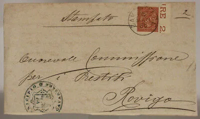 STORIA POSTALE REGNO 2 CENTESIMI 1885 TIMBRO MUNICIPIO DI CAVARZERE #SP635