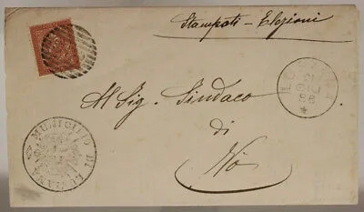 STORIA POSTALE REGNO 2 CENTESIMI 1886 TIMBRO MUNICIPIO DI LUSIANA #SP634