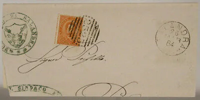 STORIA POSTALE REGNO 20 CENTESIMI ( 1° TIPO ) 1884 TIMBRO DI SALANDRA #SP619