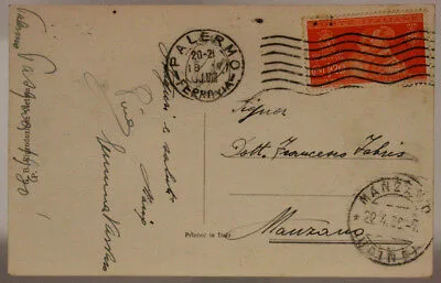 STORIA POSTALE REGNO 20 CENTESIMI 1930 CARTOLINA MONDELLO LIDO – PALERMO #SP662